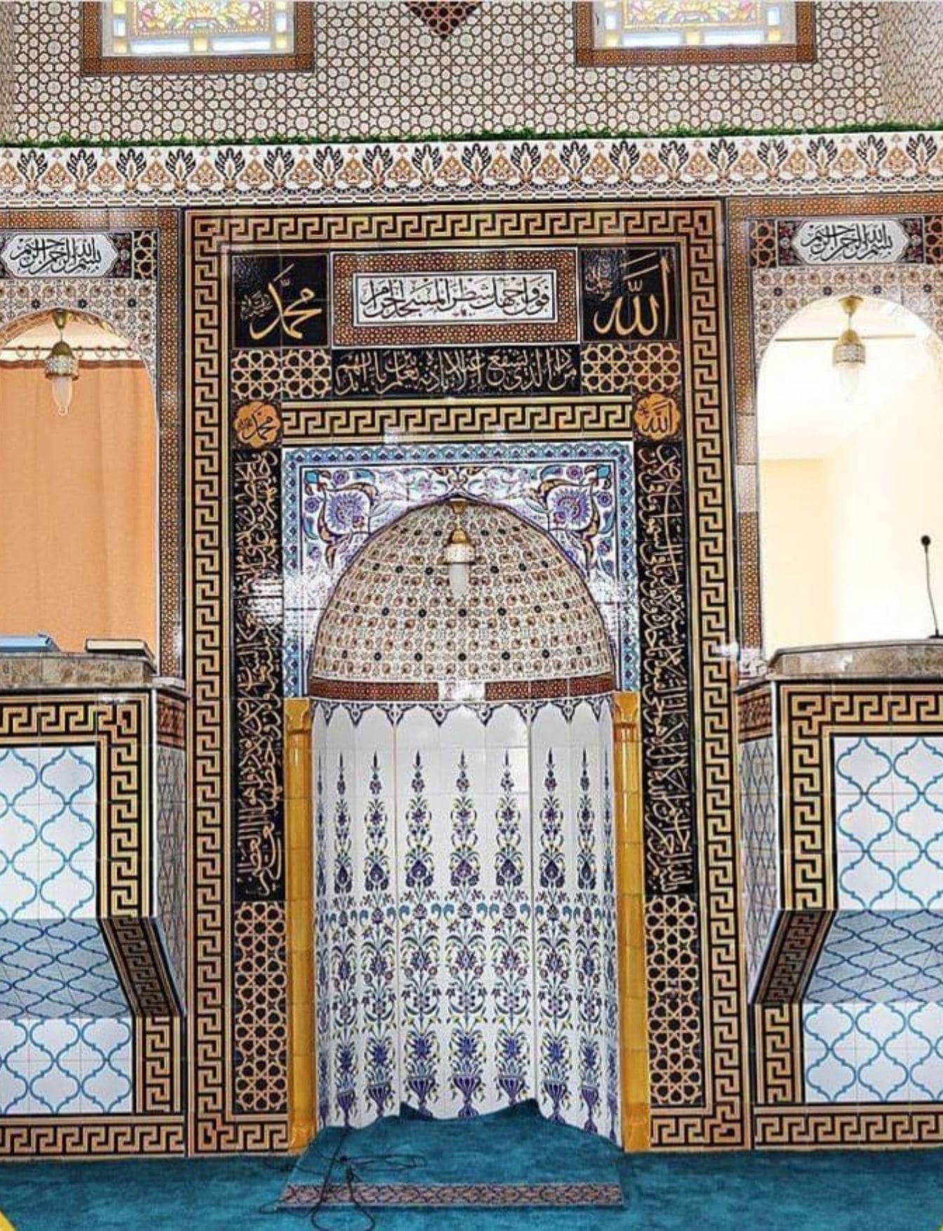 Cami Mihrap Minber Kürsü - 34, Ahşap Mihrap Minber Çini Modeli, Kütahya Cami Çinileri