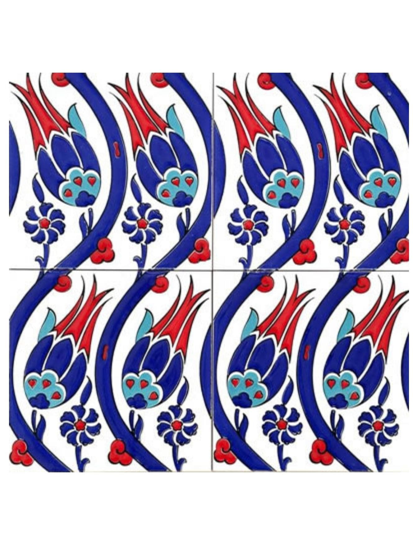 Cami Çinileri 20x20 - 49, Seramik Çini Karo, Çini Karo 20x20, Kütahya Cami Çinileri